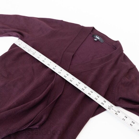 Lulus Literary Lover Plum Burgundy Wrap Sweater Dress L Stretchy Office Comfort - Picture 7 of 10